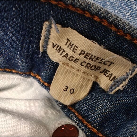 Madewell The Perfect Vintage Crop Blue  Jeans with Distressed Knees Sz 30 - Picture 11 of 11